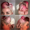 Vintage pin up hair with victory rolls and pin curls
