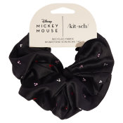 Kitsch Kitsch & Mickey and Minnie Recycled Fabric Rhinestone Scrunchie Black