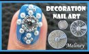 PEARL BEADS & RHINESTONES DECORATION NAIL ART NO BRUSH REQUIRED DESIGN TUTORIAL FOR SHORT NAILS