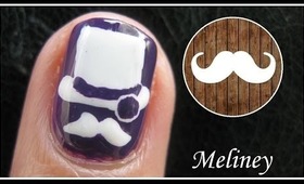 TOPHATTER MOVEMBER NAIL ART DESIGN | NAIL TUTORIAL FREEHAND MUSTACHE APP MOBILE HOMEMADE CHARACTER