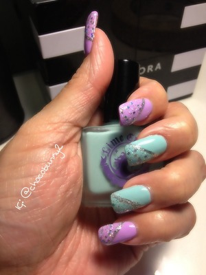 Purple & teal nails.
Like on FB: The Beauty Carnival 