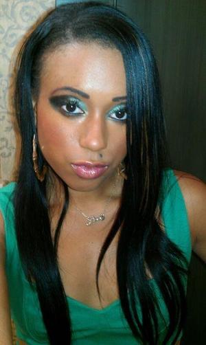 My Makeup work: "Green &Black smokey eye & nude lip, peach shimmer blush"