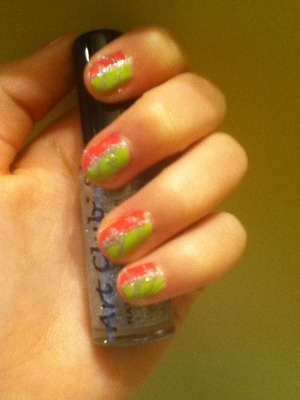 Watermelon colors with silver glitter!