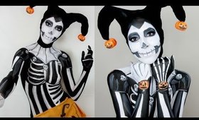 Skeleton Harley Quinn Halloween Makeup Tutorial