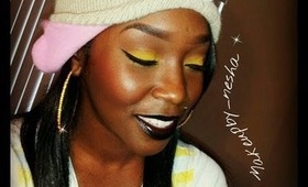 Yellow soft smokey eyes with Black lips