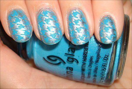 Blue & Silver Houndstooth Nails More photos here: http://www ...