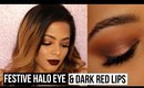 TUTORIAL| Festive Halo Eye with Bold Dark Red Lips