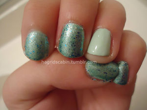Urban Outfitters "Sea Dust" over China Glaze Re-Fresh Mint.