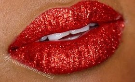 Ruby Woo Red Glitter lip tutorial - 4th of July lip tutorial