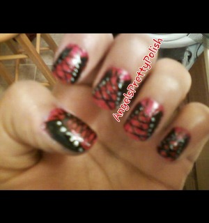 Red and Black Corset Nails 