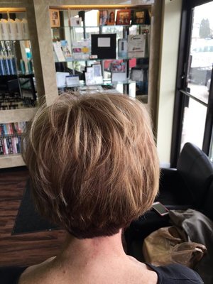 highlights low lights and hair cut by Christy Farabaugh  