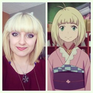 My hair made me look like Shiemi Moriyama from the anime Blue Exorcise 