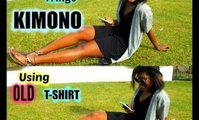 DIY Fringe Kimono Using Old T Shirt