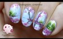 Freehand blossoms landscape nail art tutorial