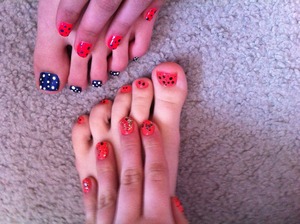Me and Gabby D. got our feet+nails done together today! love them! (Mine our on the top hers on the bottom!) Nice for Easter!