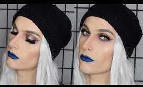 Blue Lip and Burgundy Smokey Eye Tutorial