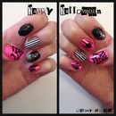 Pink and Black Halloween Nails