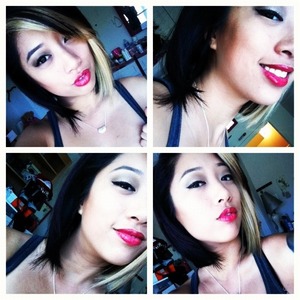 Put a Bold lip with a simple Cat eye liner :) 