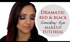 Dramatic Red & Black Smokey Eye Makeup Tutorial