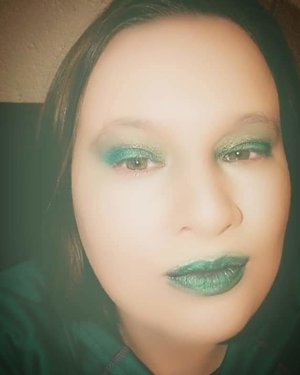 Green makeup. 