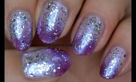 Glittery purple ombre nails