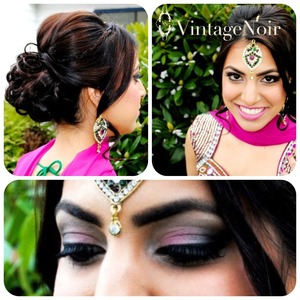 Bollywood style hair and makeup by Vintage Noir 
