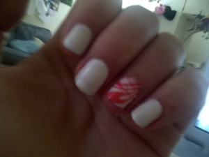 ♥ white nails, pink & white marble effect