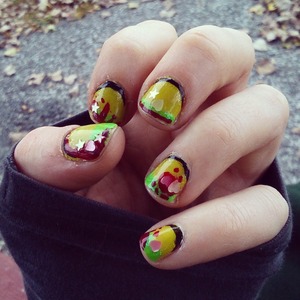 fun ghoulish halloween swamp punk nails by VR