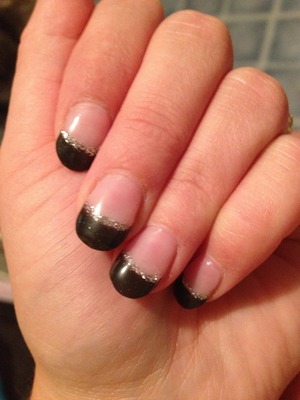 Gel nails, black, silver