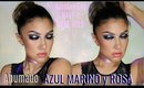 Ahumado en AZUL y ROSA dorado +SORTEO/ NAVY & ROSE GOLD smokey eye makeup tutorial| auroramakeup
