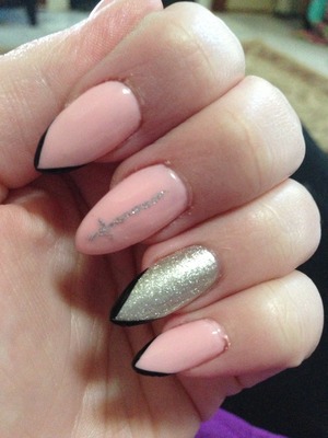 Pink and silver stiletto nails 
