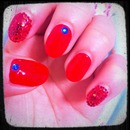 Red glitter  blue stone