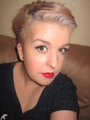 classic winged eyeliner and red lip combo :) 