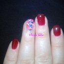 Red Wine Nails with Circles