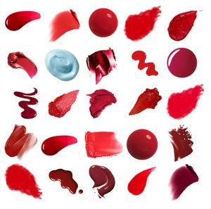 Grid of my favorite red makeup swatches. 