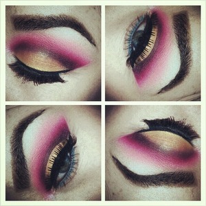 Cut Crease. Gold on the lid. Red in my crease. And black to contour my crease.