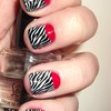 Red, black and white retro nails 