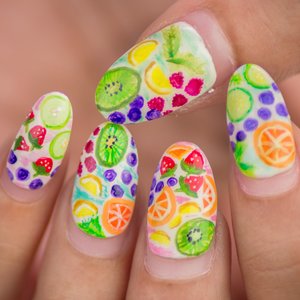 Spring is definitely my favorite time of the year and also brings out the best of my nail art creativity! Here's a design inspired by fruits & detox water 🍓🍇🍉🍏🍐🍊🍋
