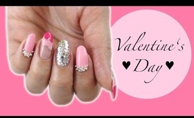 Valentine's Day| Hearts And Glitter Nails