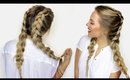How to do Double Dutch Braids with Extensions (Kim Kardashian Inspired Braids Hair Style)