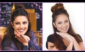 EASY Everyday Half Up Half Down Bun Hairstyle Tutorial │Work, School, College │Priyanka Chopra