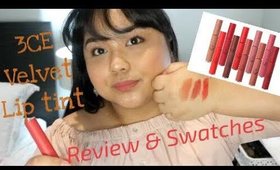 3CE Velvet Lip Tint Swatches and Review