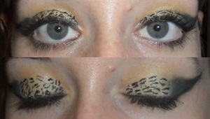 black and gold eye shadow with leopard print design