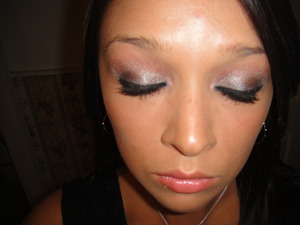 before a wedding.. silver to black eyeshadow w/ an urban decay shimmer eyeshaow lightly over it. 