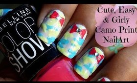 Cute and Easy Camo Print NailArt using TOOTHPICK!