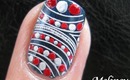 Retro Sailor Nautical Nail Art - Easy Dot Pattern Design for Short Nails Konad Stamping Nail Art