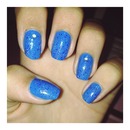 Blue glittered.