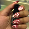 Red nails with white dots