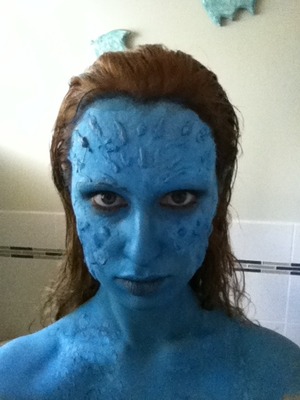 gelatin covered with blue body paint