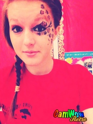 Jaguar print. I used browns, white, and black eye liner. 